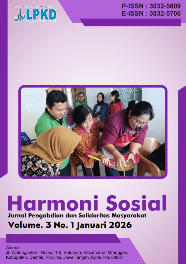 					View Vol. 3 No. 1 (2026): Januari: Harmoni Sosial : Jurnal Pengabdian dan Solidaritas Masyarakat
				
