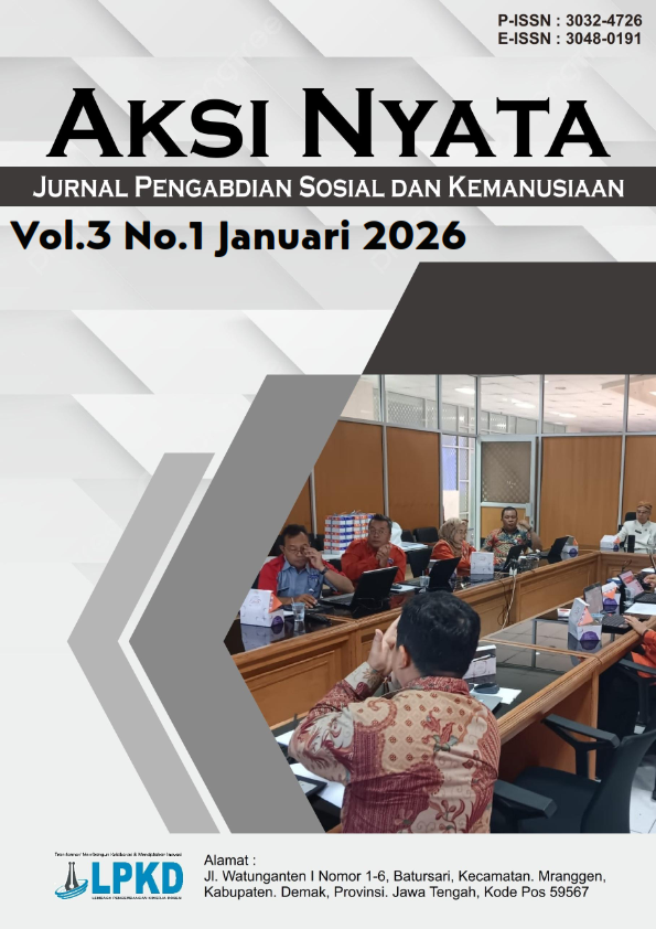 					View Vol. 3 No. 1 (2026): Januari : Aksi Nyata : Jurnal Pengabdian Sosial dan Kemanusiaan
				
